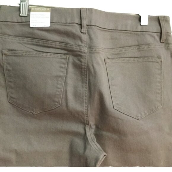 Chico's Size 1.5 or Women 10 Ankle Jeans Perfect Stretch Girlfriend Slim Taupe - Picture 4 of 8